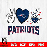 New England Patriots Gnomes Peace & Love Svg Eps Dxf Png File, Digital Download, Instant Download