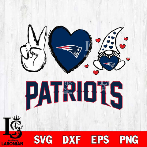 New England Patriots Gnomes Peace & Love Svg Eps Dxf Png File, Digital Download, Instant Download