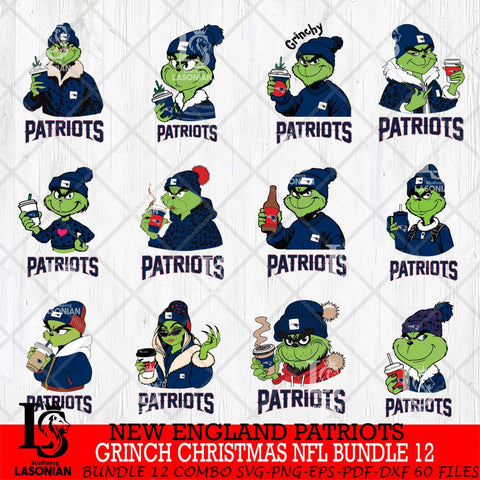 New England Patriots Grinch Christmas NFL Bundle 12 Svg Eps Dxf Png File,Cricut svg files, Digital Download, Instant Download