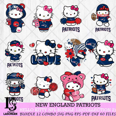 New England Patriots Hello Kitty Bundle 12 SVG Svg Eps Dxf Png File, Digital Download, Instant Download