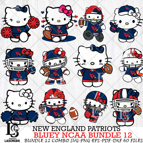 New England Patriots Hello Kitty NFL Bundle 12 Svg Eps Dxf Png File, Digital Download, Instant Download