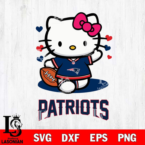 New England Patriots Hello Kitty Nfl 3 Svg Eps Dxf Png File, Digital Download, Instant Download