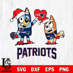 New England Patriots Love Bluey Christmas Svg Eps Dxf Png File, Digital Download