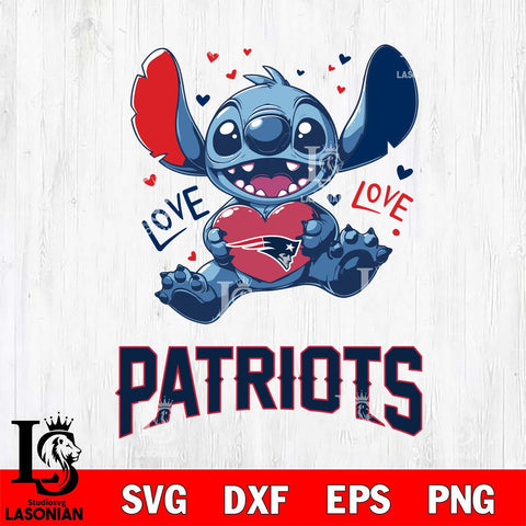 New England Patriots Love Stitch, Svg Eps Dxf Png File, Digital Download