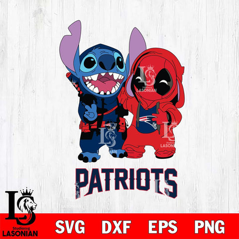 New England Patriots Stitch And Deadpool Cute Svg Eps Dxf Png File, Digital Download, Instant Download