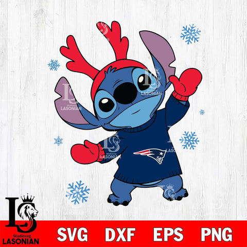 New England Patriots Stitch Santa Christmas Svg Eps Dxf Png File, Digital Download, Instant Download