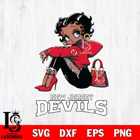 New Jersey Devils Betty Boop Black Fan Girl Svg Eps Dxf Png File, Digital Download, Instant Download