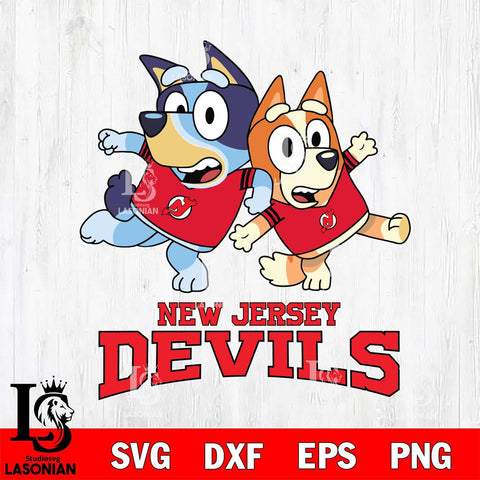 New Jersey Devils Bluey & Bingo 13 Svg Eps Dxf Png File, NHL svg, Digital Download, Instant Download