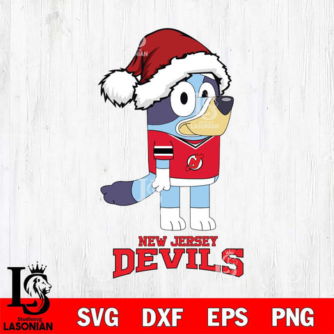 New Jersey Devils Christmas Bluey Hat Svg, Christmas Svg , NHL svg , Digital Download, dxf eps png pdf file