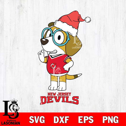 New Jersey Devils Christmas Bluey Honey Sport Svg, Christmas Svg , NHL svg , Digital Download, dxf eps png pdf file