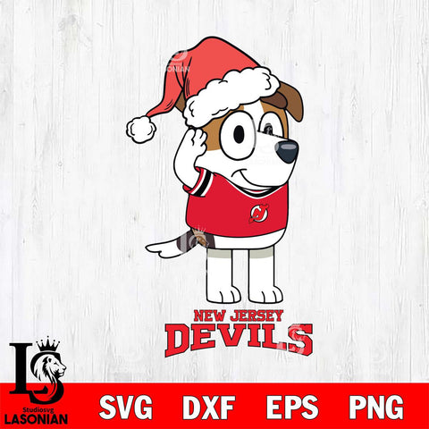 New Jersey Devils Christmas Bluey Jack Sport Svg, Christmas Svg , NHL svg , Digital Download, dxf eps png pdf file