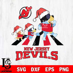 New Jersey Devils Christmas Family Bluey Walking Svg, Christmas Svg , NHL svg , Digital Download, dxf eps png pdf file