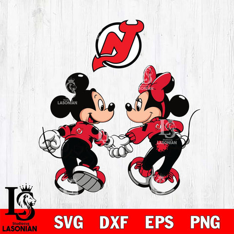 New Jersey Devils Fan Minnie And Mickey Love Svg Eps Dxf Png File, Digital Download, Instant Download