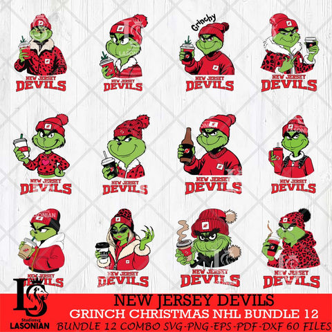 New Jersey Devils Grinch Christmas NHL Bundle 12 Cut Files, Cricut,Christmas Svg Dxf Eps Png file , Digital Download