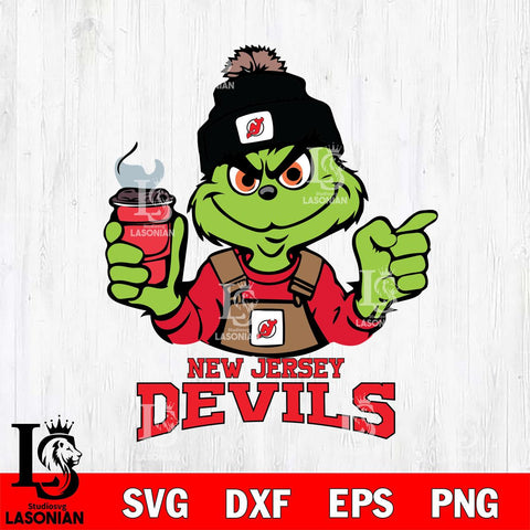 New Jersey Devils Grinch with coffee Svg Eps Dxf Png File, Digital Download, Instant Download