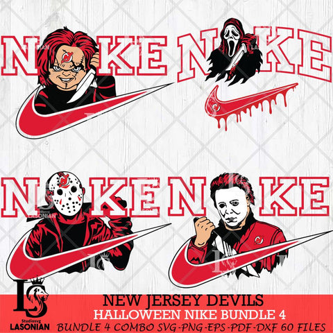 New Jersey Devils Halloween Nike NHL Bundle 4 Svg Eps Dxf Png File, Digital Download, Instant Download