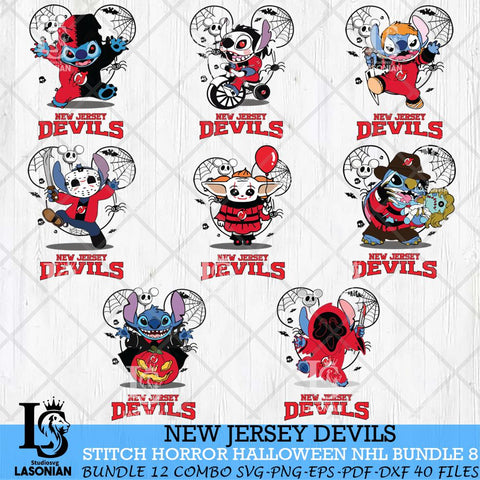 New Jersey Devils Stitch Halloween Bundle 8 SVG Svg Eps Dxf Png File, Digital Download, Instant Download