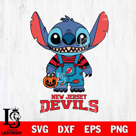 New Jersey Devils Stitch Horror Halloween Svg Eps Dxf Png File, NHL svg, Digital Download, Instant Download