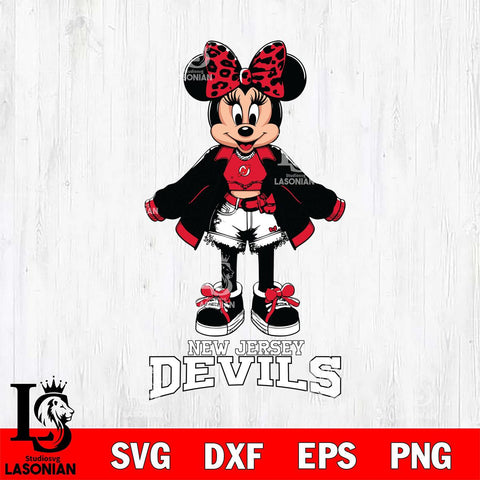 New Jersey Devils Style Minnie Disney Svg Eps Dxf Png File, Digital Download, Instant Download