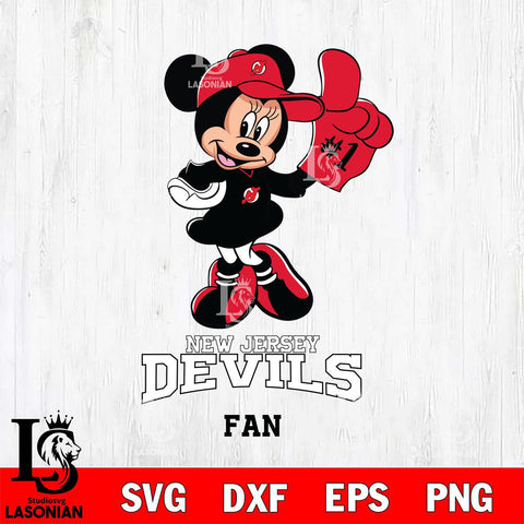 New Jersey Devils #1 Fan Minnie Mouse Svg Eps Dxf Png File, Digital Download, Instant Download