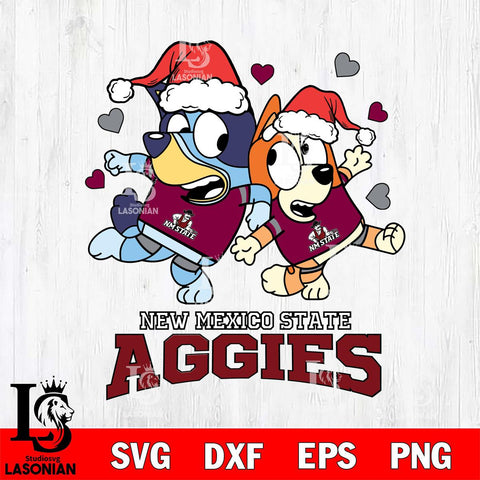 New Mexico State Aggies Bluey Christmas NFL Svg Eps Dxf Png File, Digital Download