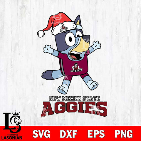 New Mexico State Aggies Bluey Happy Christmas Svg Eps Dxf Png File, Digital Download