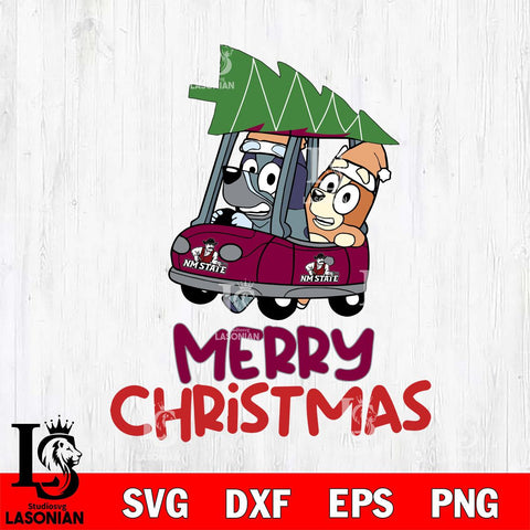 New Mexico State Aggies Bluey Merry Christmas Svg Eps Dxf Png File, Digital Download