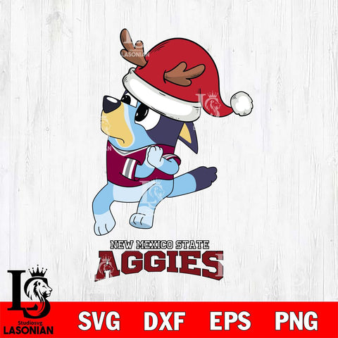 New Mexico State Aggies Christmas Bluey Santa Claus Cut Files,Bluey Cricut,Christmas Svg , Bluey svg , Digital Download, dxf eps png pdf file