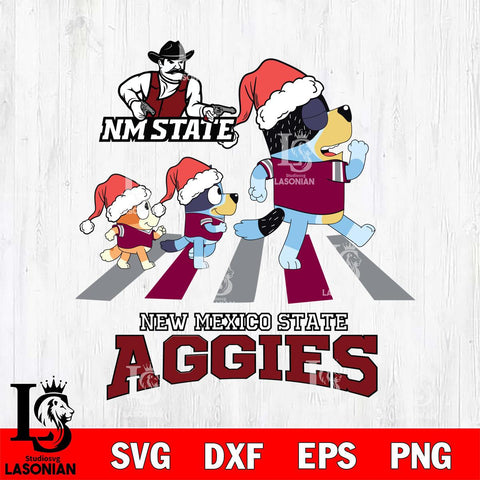 New Mexico State Aggies Christmas Family Bluey Walking Cut Files,Bluey Cricut,Christmas Svg , Bluey svg , Digital Download, dxf eps png pdf file