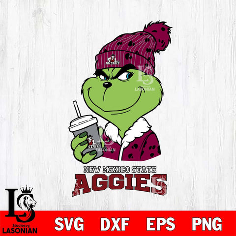 New Mexico State Aggies Grinch Cofffe Christmas Cut Files Cricut, Svg Dxf Eps Png file, Digital download , Silhouette