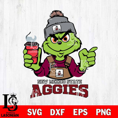 New Mexico State Aggies Grinch with coffee Svg Eps Dxf Png File, Digital Download, Instant Download