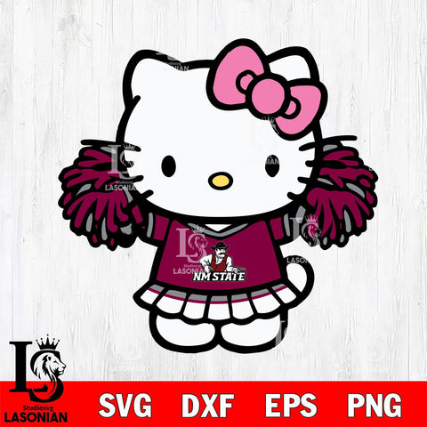 New Mexico State Aggies Hello Kitty Cheerleader 3 Svg Eps Dxf Png File, Digital Download, Instant Download