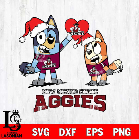 New Mexico State Aggies Love Bluey Christmas Svg Eps Dxf Png File, Digital Download