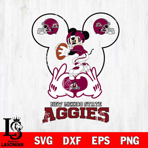 New Mexico State Aggies Mickey Heart Rugby Svg Eps Dxf Png File, Digital Download ,Instant Download, Cricut File