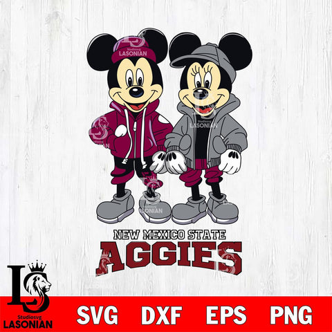 New Mexico State Aggies Mickey Minnie Mouse Football Svg Eps Dxf Png File, NCAA svg , File Cut , Digital Download , Instant Download, Cut Svg Files