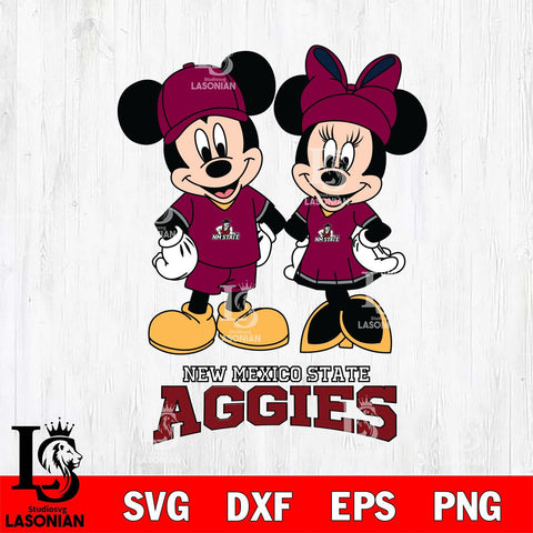 New Mexico State Aggies Mickey Minnie Rugby Svg Eps Dxf Png File, NCAA svg , File Cut , Digital Download , Instant Download, Cut Svg Files