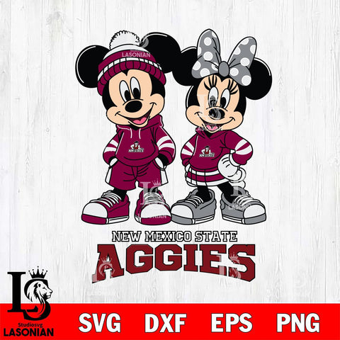 New Mexico State Aggies Mickey Minnie Rugby Hoodie Svg Eps Dxf Png File, NCAA svg , File Cut , Digital Download , Instant Download, Cut Svg Files