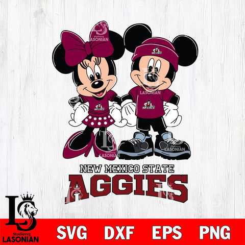 New Mexico State Aggies Mickey Minnie Rugby ball Svg Eps Dxf Png File, NCAA svg , File Cut , Digital Download , Instant Download, Cut Svg Files