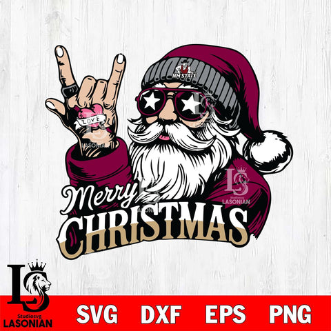 New Mexico State Aggies Rock Santa Claus Football Svg dxf eps png pdf file,NCAA svg,Digital Download,Cricut file