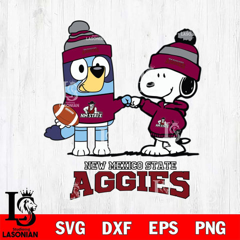 New Mexico State Aggies Snoopy & Bluey Football Svg Eps Dxf Png File,NCAA Svg Files,Chill Guy svg ,Digital Download ,Instant Download, Cricut File