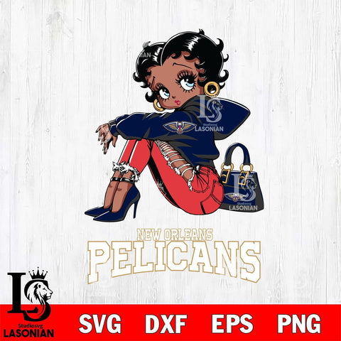 New Orleans Pelicans Betty Boop Black Fan Girl Svg Eps Dxf Png File, Digital Download, Instant Download