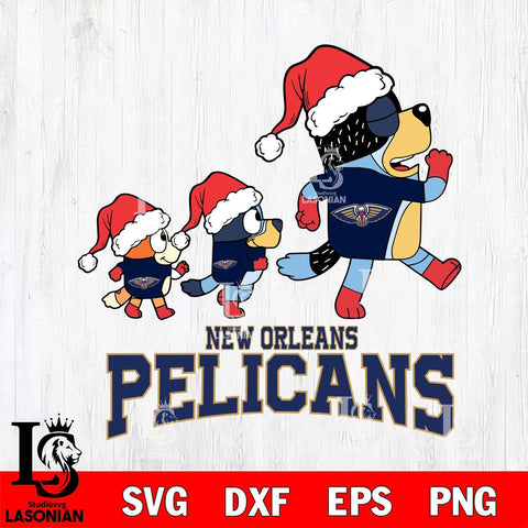 New Orleans Pelicans Bluey Family Christmas Svg Eps Dxf Png File, Digital Download