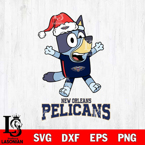 New Orleans Pelicans Bluey Happy Christmas Svg Eps Dxf Png File, Digital Download