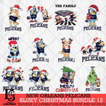 New Orleans Pelicans Bluey Happy Christmas Bundle 12 Svg Eps Dxf Png File, Digital Download