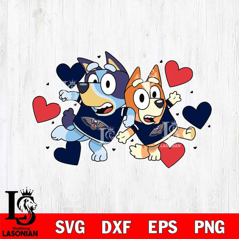 New Orleans Pelicans Bluey sport heart Svg Eps Dxf Png File, Digital Download, Instant Download