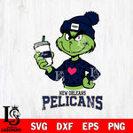 New Orleans Pelicans Boujee Grinch Heart Christmas Cut Files Cricut, Svg Dxf Eps Png file , Silhouette