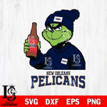 New Orleans Pelicans Grinch Drinking Beer Christmas Cut Files Cricut, Svg Dxf Eps Png file , Silhouette