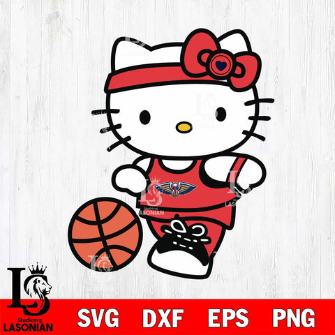 New Orleans Pelicans Hello Kitty basketball 4 Svg Eps Dxf Png File, Digital Download, Instant Download