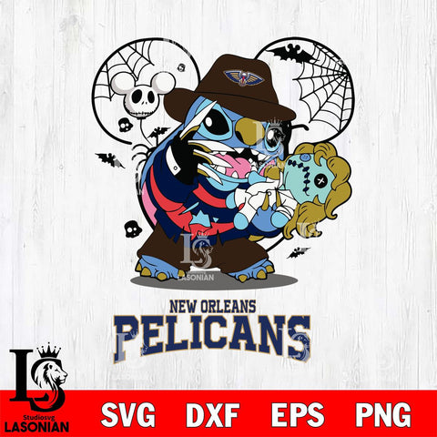 New Orleans Pelicans Stitch Freddy Krueger Halloween Svg Eps Dxf Png File, Digital Download, Instant Download