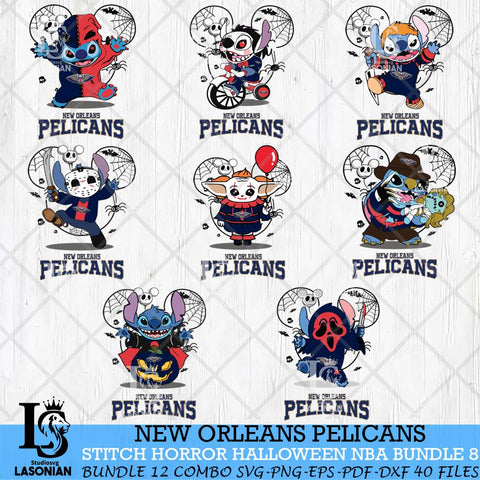 New Orleans Pelicans Stitch Horror Halloween NBA Bundle Svg Eps Dxf Png File, Digital Download, Instant Download